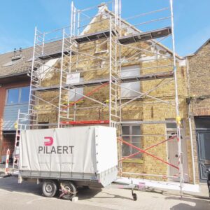 Mortelkalei met een waterdamp open parelend verfafwerking 1